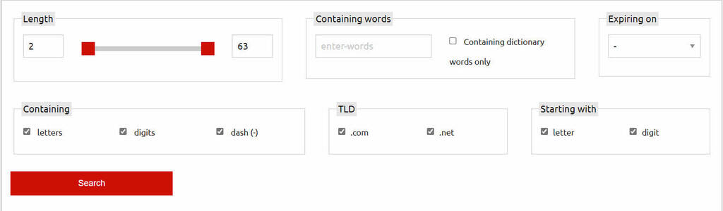 Image of domain name nackorder tool.