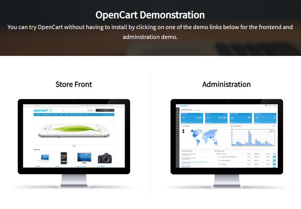 Dashboard for opencart ecommerce platform.