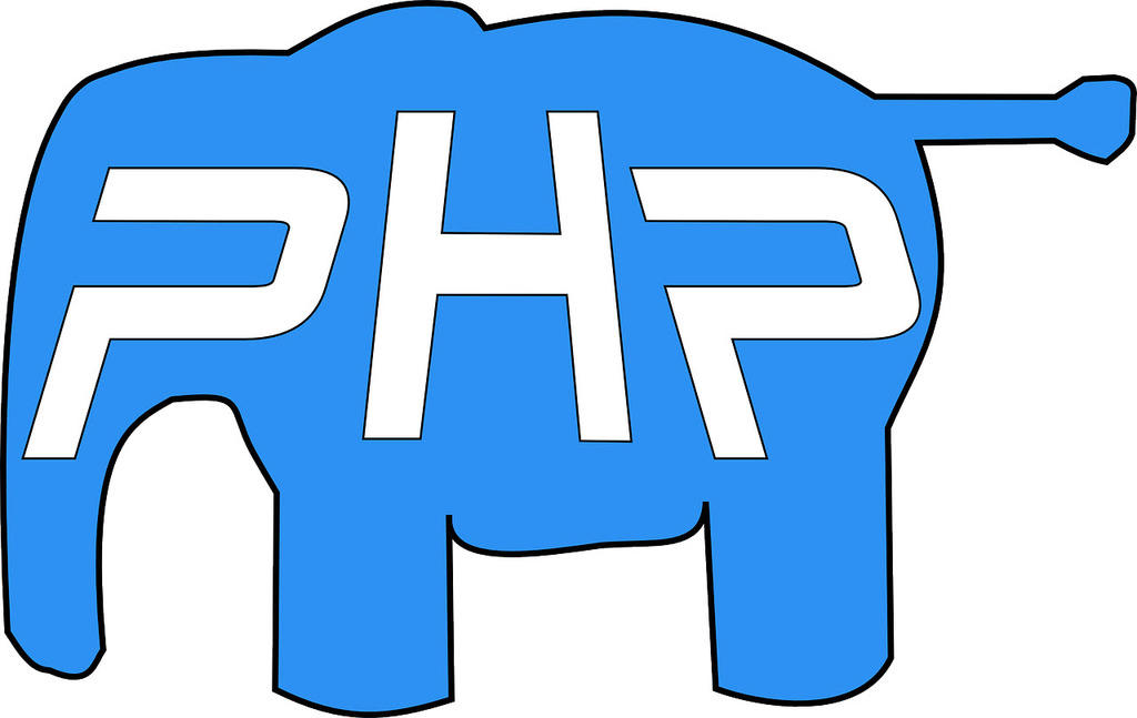 Image of elephant with PHP embossed in body.
